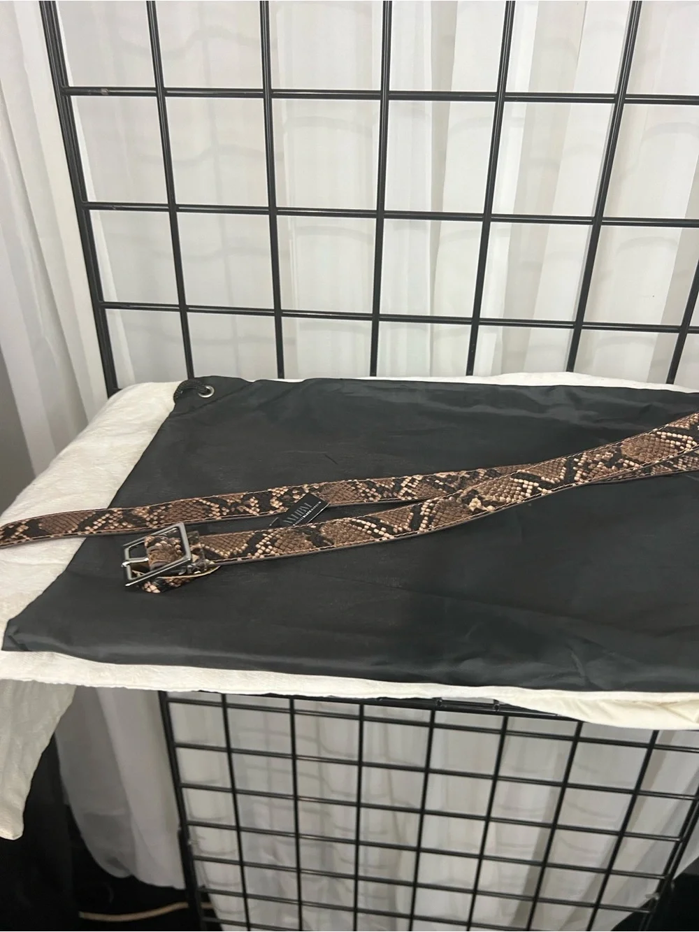 White House Black Market Brown Snake-Print Leather Belt